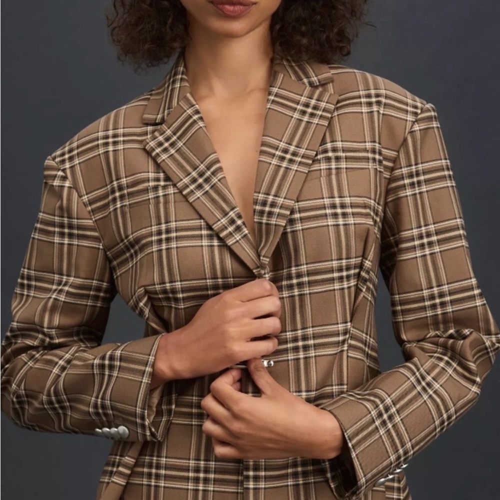 Rowing Blazers Brown Plaid Tailored Blazer